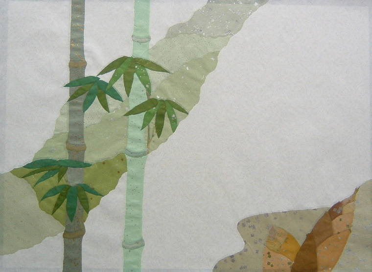 装飾料紙　創作破り継　全懐紙　『竹庭』　緑系 拡大へ