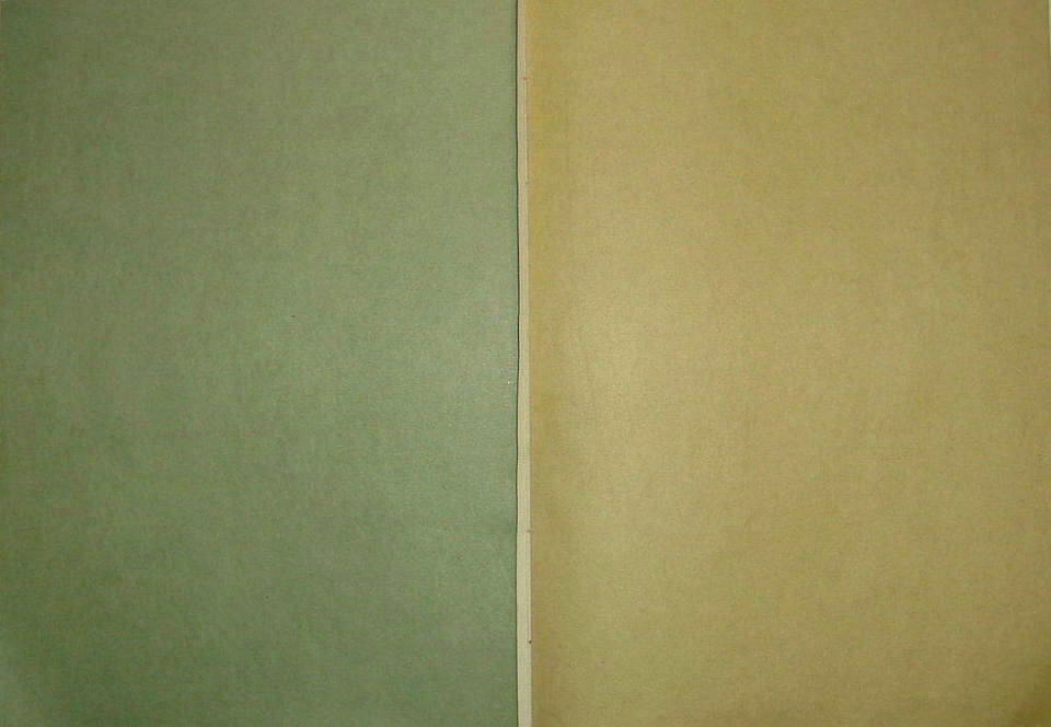 綴葉装 左項（濃緑色） 右項（黄土色）　『染紙』　拡大　（戻る先頭へ）　