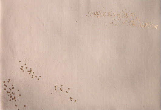 装飾料紙　本鳥製 特選料紙　具引紙　部分ぼかし　『縦横筋入』　金大小切箔振　飛雲風青金切箔　古代紫色　半懐紙　拡大へ