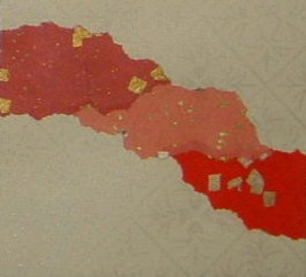 手造和紙封筒　『破り継・唐紙』　赤色系１　 部分拡大
